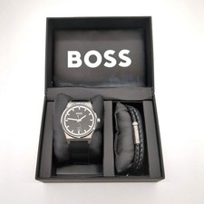 Hugo Boss watch black HB.498.1.14.3929 with leather bracelet and box