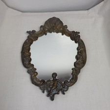 Antique Baroque Mirror with Angels - Patinated Brass Frame