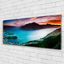 Impression sur verre acrylique Image tableau 125x50 Paysage Fiord Montagnes