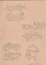 Planche de dessin humoristique sur les canards chassant une grenouille