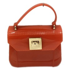 Auth FURLA Candy Bag - Red Rubber Handbag