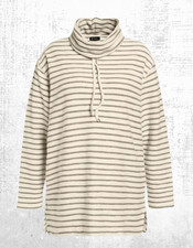Women’s Ulla Popken Sweatshirt Plus Size Textured Stripe Oversized Cotton Stone