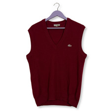 Gilet Lacoste Rouge Col V Logo