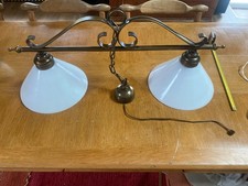 Ancienne  Lustre De Billard ou  de Bar /Laiton Verre Opaline  fonctionnel