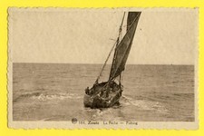 cpa BELGIQUE BELGIE Cachet KNOKKE en 1938 LE ZOUTE BATEAU de PÊCHE Fishing Boat