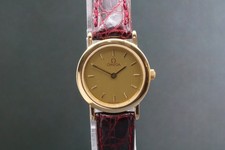 Vintage [Exc+5] OMEGA De Ville Cal.1459 281.002 22mm Gold Dial Qz Women's Watch