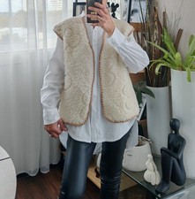 Gilet sans manches sherpa effet mouton crème – Taille Unique oversize – Neuf éti