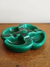 Vintage Ceramic Clover Shape Empty Green Ashtray Pocket 4 Leaf