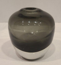 BoConcept Denmark Contemporary Modern Blown Glass Vase Smoke Gray 3 1/2" tall