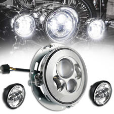7" Phare de projecteur 2x 4,5" antibrouillard avec support Pour Harley Road King