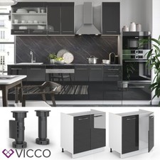 Meuble sous-évier 80 cm Meuble de cuisine Fame-Line blanc anthracite VICCO