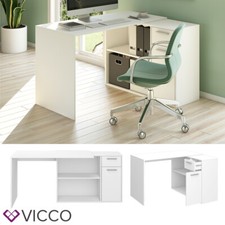 Bureau en angle Ensemble bureau + meuble Bureau informatique Robin Blanc Vicco