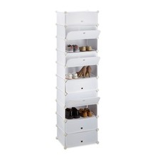 Armoire à chaussures modulaire 49 x 176 x 37 cm blanche Étagère Organisateur 