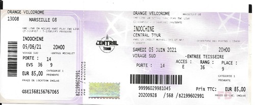 Billet concert indochine - billet,