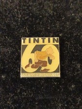 Rare Pin's Tintin 60 Years of Adventures Beige Brown Signed CORNER