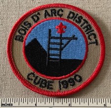 1990 BOIS D'ARC DISTRICT Boy Cub Scout Cube PATCH Circle 10 Ten Council Camp BSA