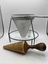 Vintage Cone Fruit Tomato Press Aluminum Pestle Sieve Strainer