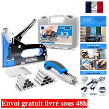 Agrafeuse Manuelle 5 en 1 - 1500 Agrafes pour Bois et Tissu - Bricolage Facile