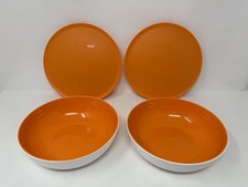Tupperware 740ml Orange Allegra Radiance White Bowls with Lids Set of 2