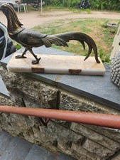 Art Deco Bronze Pheasant On Thick Marble Plate 