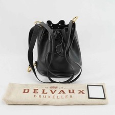 Delvaux Le Sac Seau Drawstring Bucket Bag in Black Taurillon Leather