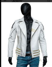 Freddie Mercury White Men's Leather Jacket/