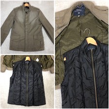 Armani Jeans Jacket Mens L Large 2in1 Pinstripe Inside Padded Vest Gilet VTG
