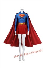 Superman Supergirl Costume Cosplay Women's Jumpsuit Cloak Superhero Halloween 