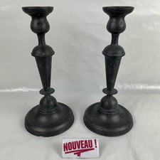 ➜RARE Pair of Antique Louis XVI Pewter 18th Century Candle Holders/Chandlesticks
