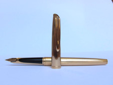 1950 Waterman CF Gold Fountain Pen Fluted GODRON pattern with gold nib 18kt/750