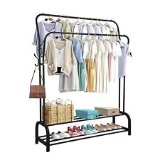 Portant à Vêtement Porte Manteau Penderie sur Pied Cintre Tiges Double