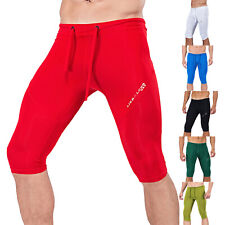 Men's Compression Base Layer Shorts Yoga Tights Knee-Length Pants Sport Bottoms