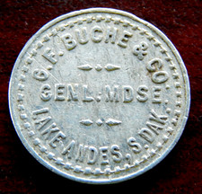VINTAGE G.F. BUCHE & CO LAKE ANDES, S. DAK OTA GENL. MDSE G/F 5 C IN MERCHANDISE