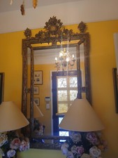 Grand miroir à parcloses bois