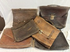 Lot of 6 WW2 ANTIQUE THICK LEATHER SATCHEL DOCUMENT HOLDERS