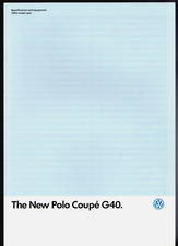 Volkswagen Polo G40 Coupe Specifications 1991-1992 UK Market Foldout Brochure
