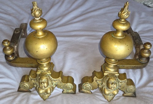 Ancienne paire chenets aux - de,