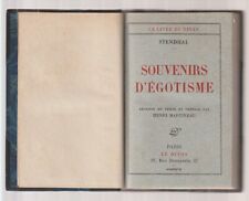 Stendhal  Souvenirs d'égotisme  EO Le Divan 1927 N°738   1/2 reliure à coins TBE