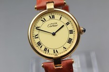 New Batt[Exc+5] Cartier Must de Cartier Vermeil Quartz Unisex Watch 30mm JAPAN