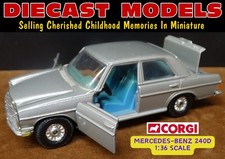 MERCEDES-BENZ 240 DIESEL W114 SILVER; VINTAGE 1:36 SCALE CORGI TOYS DIECAST CAR
