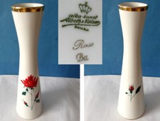 Vase En Porcelaine Alka-Kunst Alboth & Kaiser Bavaria Rose Vers 1960 E279