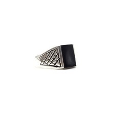 Bague en argent sterling 925 bague en onyx noir bijou massif pour homme RW : 61