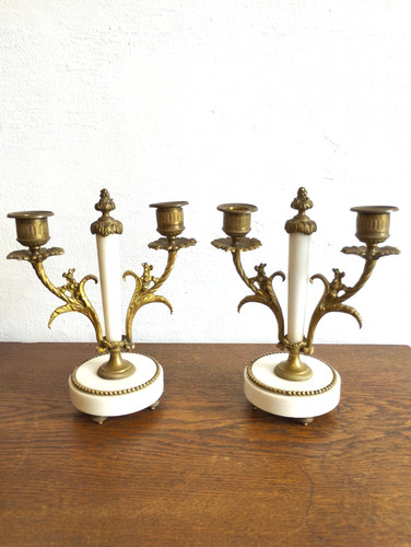 Paire bougeoirs bronze - paire,