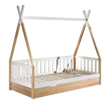 FLITT - Lit Banquette 90x200cm Forme Tipi avec Tiroir Pin