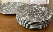 PORCELAINE FRANCE - PILLIVUYT - 7 ASSIETTES  31 cm + PLAT 34 cm -Décor marbre