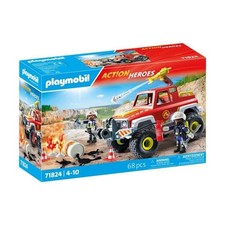 PLAYMOBIL 71824 Véhicule de pompiers avec bidon enflammé