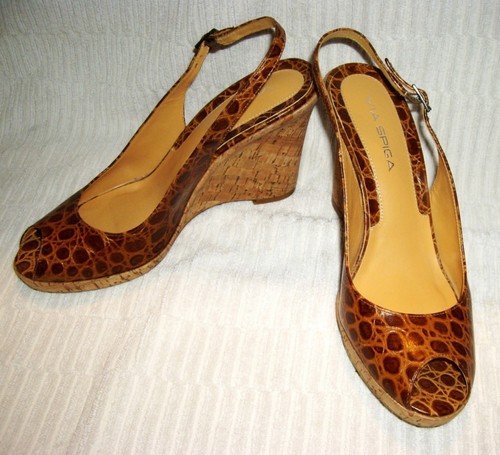 Via spiga brown faux croc - via,