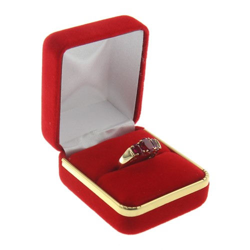 Red velvet engagement ring - red,