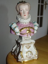ANTIQUE PARIS PORCELAIN STATUETTE BUST ELISABETH OF ENGLAND ht 14 cm
