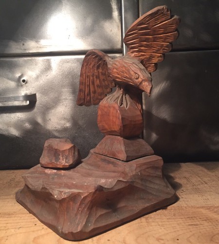 Encrier sculpté bois - sculpté, aigle